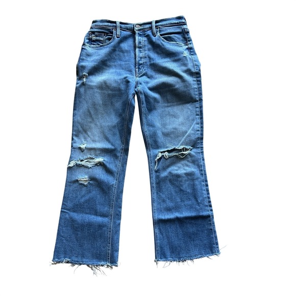 MOTHER Denim - MOTHER The Tripper Ankle Fray Jeans Size 29 Blue Play Like A Pirate Wash Raw Hem